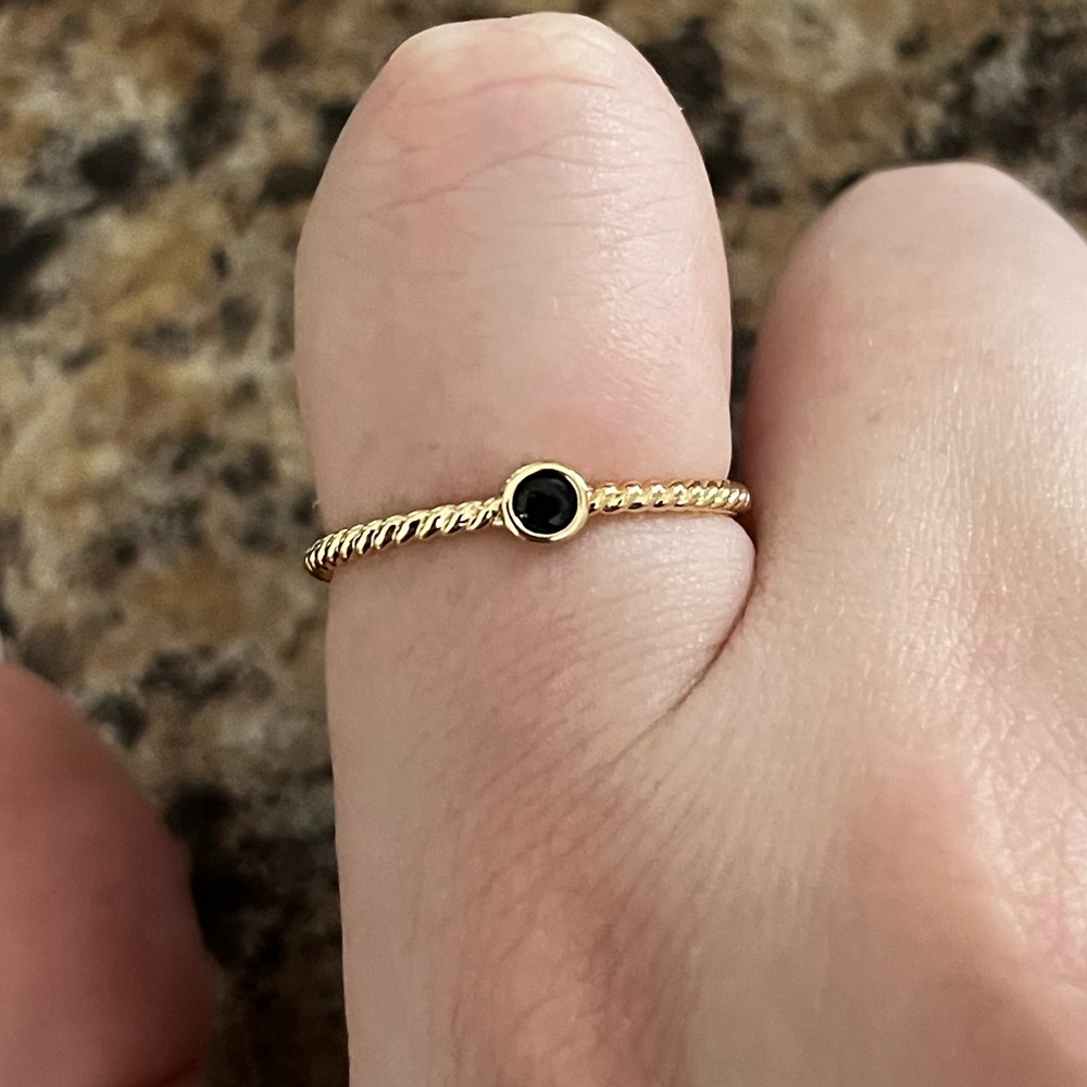 Charmed Aroma | Gold Band and Black Stone Size 9 Ring
